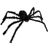 Halloween Scary Giant Spider 6.6 Ft. 200cm Fake Large Hairy Spider Props for Outdoor Decor & Yard Decorations