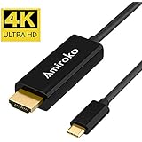 USB C to HDMI Cable 6FT, Amiroko USB 3.1 Type C (Thunderbolt 3 Compatible) to HDMI 4K Cable for Macbook Pro 2016, Macbook 12", Chromebook Pixel, Galaxy S8/S8+ etc to HDTV, Monitor, Projector