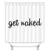 LB Get Naked Shower Curtain Funny Bold Font Black and White Shower Curtain with Hooks Hilarious Bathroom Decoration 72x72inch Polyester Fabric Waterproof primary