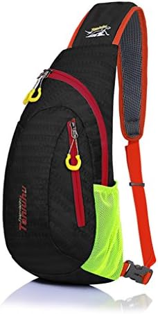 Qflmy Casual Cross Body bag Outdoor Sling Chest Pack for Cycling Hiking Camping Travel (Dark Black)