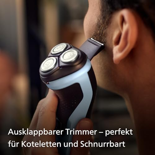 Shaver Series 3000X – Elektrischer Rasierer für Herren, Nass- und Trockenrasur, Himmelblau, mit SkinProtect-Technologie, ausklappbarem Bartschneider und ergonomischem Griff (Modell X3053/00)