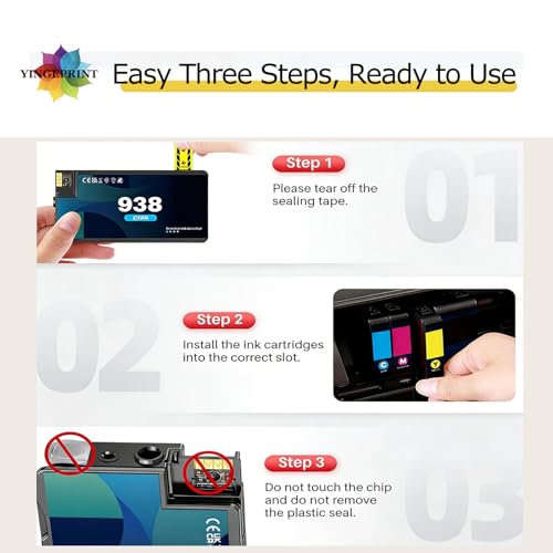Compatible 938XL 938e 938 XL Ink Cartridges 4 Pack Black/Cyan/Yellow/Magenta Compatible with OfficeJet Pro 9110b / 9120b / 9130b / 9720/9730 Printer