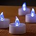 Mars Blue Flameless Candles Flickering Tea Lights - LED Candle Tealight Free Fake Rose Petals - 1.4X1.4 Height 72+ Hours - Gift Set for Him, Her, Brides, Thanksgiving, Christmas.