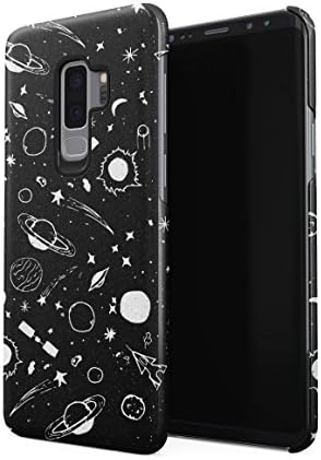 Cute Planets & Spaceships in Black Space Universe Cosmic Protective Hard Plastic Snap-On Phone Case Cover for Samsung Galaxy S9 Plus