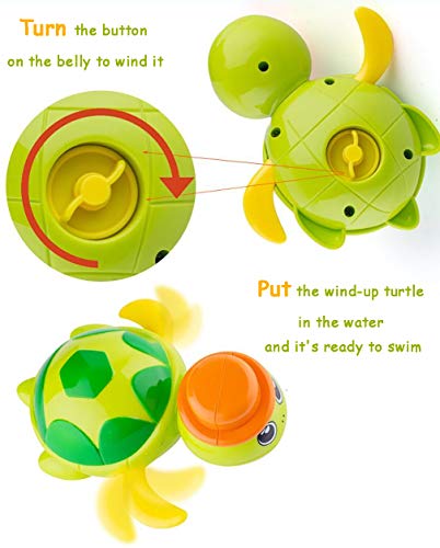 SIROD Baby Bath Toy Turtle,Floating Wind up Swimming Turtles with Hats Bathtub Cute Toys Playset for Boys Girls 3Pcs