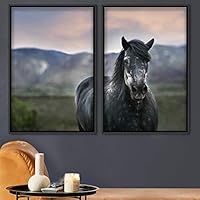 2 Piece Framed Canvas Wall Art Horse Looking into Camera Canvas Prints Home Artwork Decoration for Living Room,Bedroom - 16
