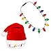 Blinking Light-up Plush Red Santa Hat + LED Christmas Bulb Necklace Kit for Ugly Sweater Xmas Holiday Party