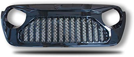 Glossy Black Front Grill for Jeep Wrangler JL | 2018 2019 | Vader Spartan Angry Eyes Skull | by JX Accessories