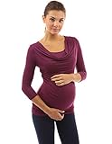 PattyBoutik Mama 2in1 Style 3/4 Sleeve Nursing Maternity Tunic (Dark Magenta S)