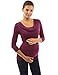 PattyBoutik Mama 2in1 Style 3/4 Sleeve Nursing Maternity Tunic (Dark Magenta S)