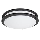 Maxxima 14" Black LED Ceiling Mount Light Fixture - Warm White, 1650 Lumens Dimmable, 3000K