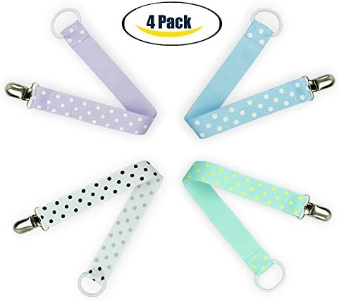Premium Quality Baby Pacifier Clip for Boys and Girls ,Set of 4 Soothie Pacifier Holder,Stylish Design Premium Quality and Secure Gift Set Baby Pacifier Clips by Porla baby