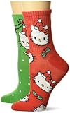 Hello Kitty Women's Holiday 2 Pack Mid Crew Socks