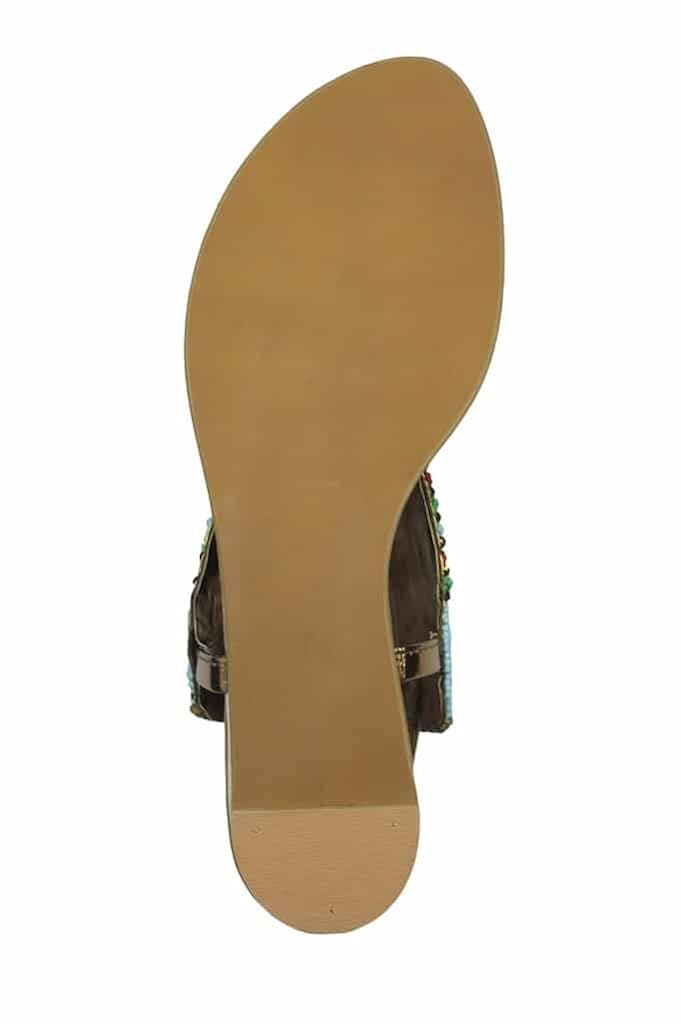 inc.5 women's ant gold beaded osho chappals (30196ant gold36) - 3 uk