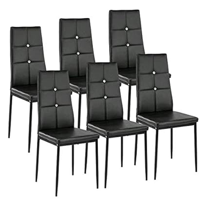 Amazon Com Kitchen Dining Chair Black Modern Leather High