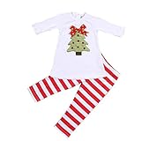 OVERMAL 1Set Kids Girls Christmas Trees T-shirt Tops+Pants Outfits Clothes