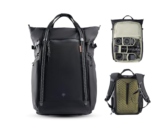 PGYTECH OneGo Roamer 18L/25L Photo Backpack, Casual Water Repellent Tote with Double Port, for DSLR/Hybrid, DJI Mavic Drone, Tripod Holder, Black, Casual