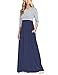 MEROKEETY Women's Striped Scoop Neck 3/4 Sleeve Casual Maxi Dress with Side Pockets