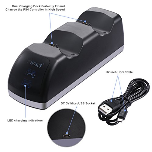 image for PS4 Controller Charger, JAMSWALL Dual Fast USB Charge Station Charging