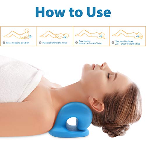Neck and Shoulder Relaxer Cervical Neck Traction Device Portable Chiropractic Pillow, Neck Stretcher Neck Massage Pillow for Pain Relief Management and Cervical Spine Alignment