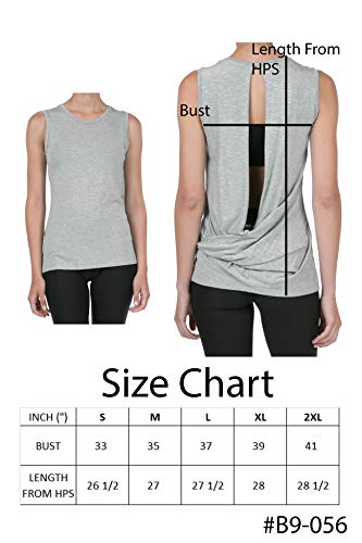 iliad USA 9056 Women's Backless Yoga Workout Active Loose Knotted Back Tank Top New Olive 2XL