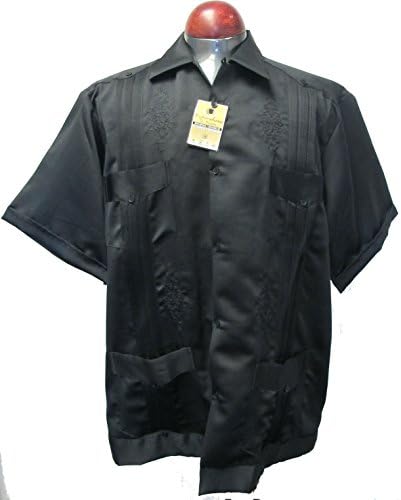 Guayabera Mens Authentic Western Mexican Wedding Shirt Copacabana Yucatan Black