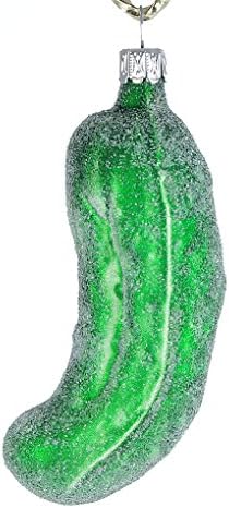 Glass German Pickle (green matte, with pearls)