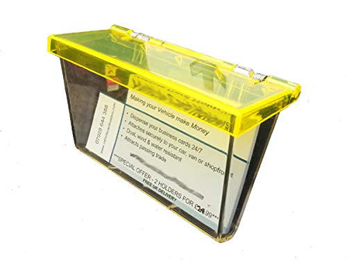 Outdoor Vehicle Business Card Holder Box - Clear Box with Yellow Lid
