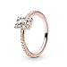 Pandora Jewelry Sparkling Square Halo Ring Cubic Zirconia Ring in Rose, Size 7.5