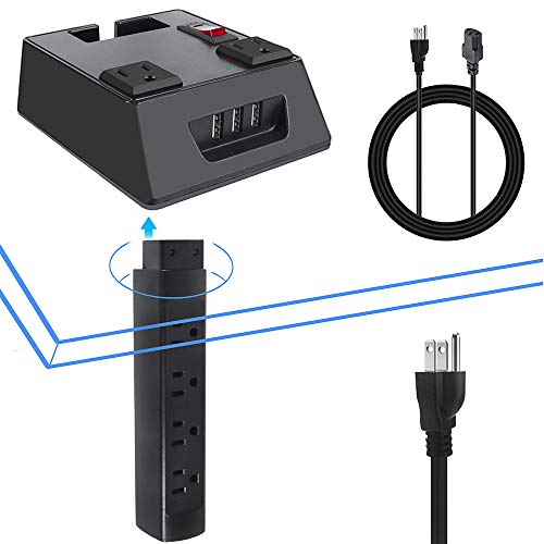 Office Power Strip Table Mount Recessed Surge Protector with USB (18W
