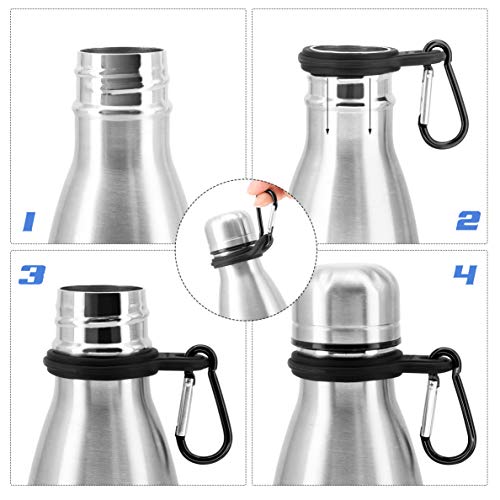 Water Bottle Holder for Backpack Hiking Running Walking Attaches with a Carabiner Clip for 12oz, 17oz & 25oz Cola Shaped Stainless Steel Bottles (2 Pack) - (Bottles Not Included) - Thumbnail 3