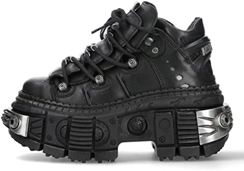 Amazon.com | New Rock Boots WALL106-S10 Unisex Metallic Black