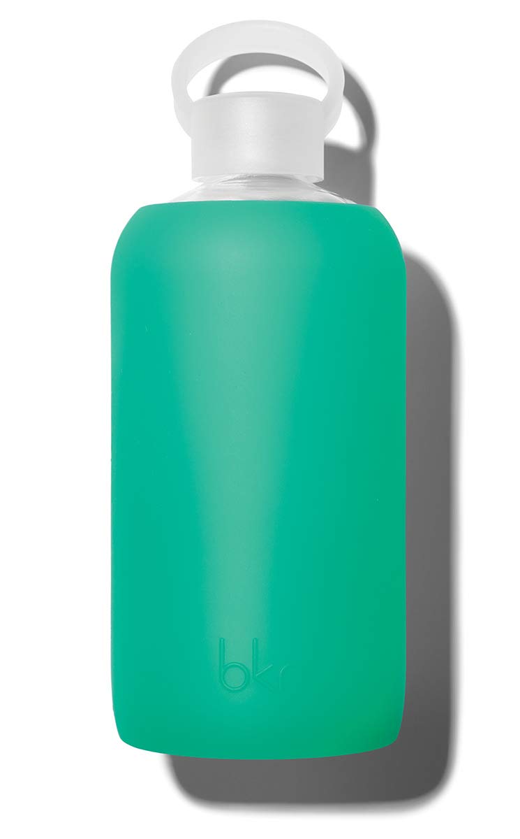 bkr Romeo Glass Water Bottle with Smooth Silicone Sleeve