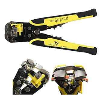 EZ Life Self-Adjusting Automatic Cable Cutter Crimper with 5 in 1 Multi-Tool Wire Stripping Cutting Pliers, 10-24 AWG, Large (Yellow)