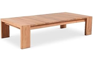 Meridian Furniture 353-CT Tulum Collection Modern | Contemporary Outdoor Patio Coffee Table with Solid Teak Wood and Natural Teak Finish, 52" W x 26" D x 12.5" H, Natural