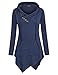 Miagooo Womens Cross Neck Uneven Hemline Hoody Long Sleeve Loose Flare Tunic Henley