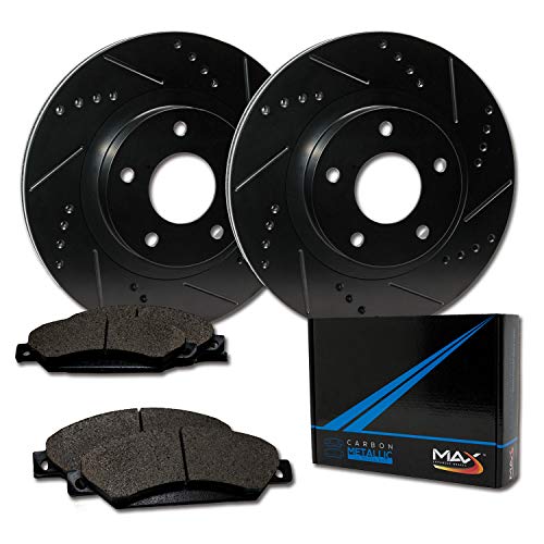 Max Brakes Front Elite Brake Kit [ E-Coated Slotted Drilled Rotors + Metallic Pads ] TA007381 Fits: Nissan 2002-2006 Altima 2002 2003 Maxima | Infiniti 2002-2004 I35 2003 2004 G35