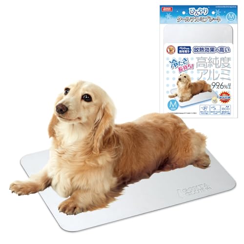 マルカン ひんやりクールアルミプレート M 犬猫用 高純度アルミ99.6%以上 アルマイト加工 すべり止めパッド付 熱中症対策 暑さ対策
