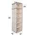 MustQ Hanging Closet Organizer, Space Saver, Hanging Storage Shelves with 2 Widen Straps, 6-Shelves Closet Hanging Sweater Organizer (Beige)