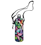 ColorfulbagsÂ® NEW HOT Selling colorful butterfly 1000ml (1L / 1 Liter) Neoprene Insulated Sport Water Bottle Holder Case Cover Sleeve Bag Wide Mouth Pouch with Shoulder Strap