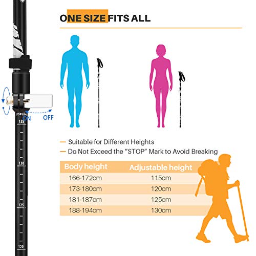 image for TOPELEK Hiking Trekking Poles, 2 Pack Collapsible Aluminum Walking Pol
