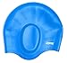 Swim Cap for Women and Men with Average or Large Heads - Great for Adults, Older Kids, Boys and Girls - Free Nose Clip (Blue)