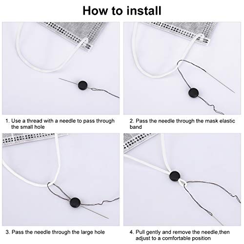 MOTOBA Adjustable Elastic Cord Lock Silicone Toggle Adjuster Non Slip Stopper for Drawstrings, Elastic Bands, Sewing (Black,100pcs)