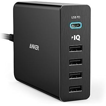 Anker USB Type-C PD Charger, Premium 5-Port 60W Wall Charger with One 30W Power Delivery PowerPort+ USB-C  for MacBook, iPhone X /8 /8 Plus, Nexus 5X / 6P, PowerIQ for iPhone, iPad, Samsung, and More