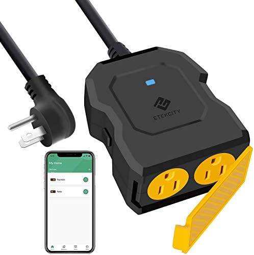 Outdoor Smart Plug, Etekcity Outdoor WiFi Outlet with 2 Sockets, Works with Alexa & Google Home, Wireless Remote Control, Energy Monitoring & Timer Function, Waterproof, FCC and ETL Listed