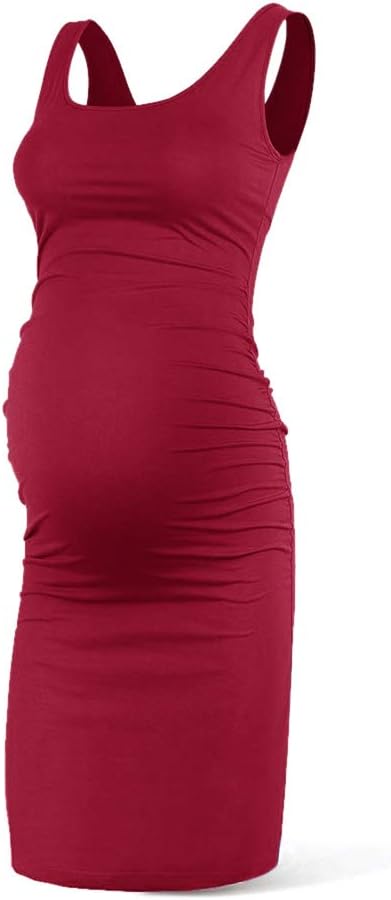 Rnxrbb S-2XL Women Summer Sleeveless Maternity Dress Pregnancy Tank Scoop Neck Mama Clothes Casual Bodycon Clothing