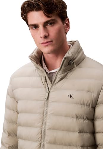 Uomo Giacca Imbottita Nylon Hooded Puffer con Cappuccio, Grigio (Forest Fog), L