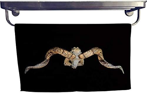 Suchashome Quick-Dry Towels Animal Skull with Curved Horns on Isolated Black Screen Towel W 12" x L 35.5"