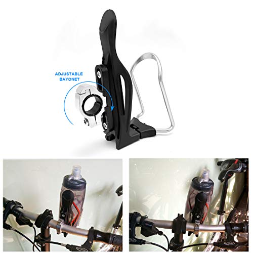 JIANKUN Adjustable Bike Water Bottle Cage,Lightweight Aluminum Alloy Bicycle Water Bottle Holder with Handlebar Mount Bracket (B-Type)