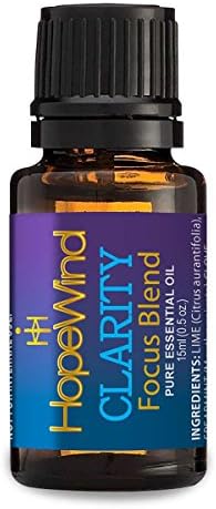 Focus Essential Oil Blend - Clarity by HopeWind Health - 100% Pure Aromatherapy Therapeutic Grade, Undiluted - Natural Brain Aid, Mental Aid - Full 15ml/.5oz